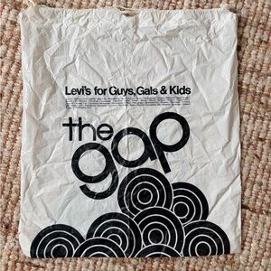 80s Vintage The Gap Levi's Black and White plastic drawstring Bag